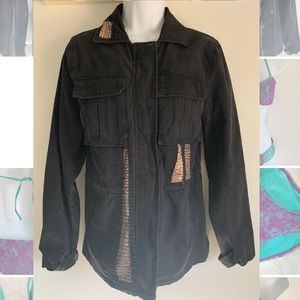 Black Denim Utility Jacket S